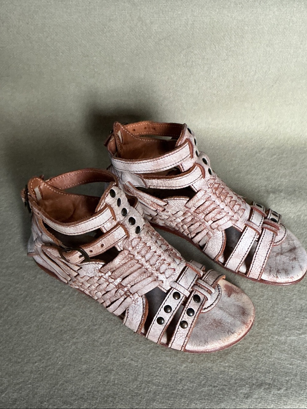 Bed Stu Blush Woven Leather Gladiator Sandals Offers a Unique,pre- Loved Vintage
